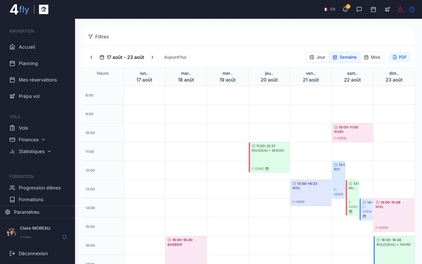 Planning et réservations